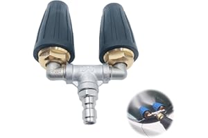 HISKI Twin/Triple Turbo Nozzle, Triple Turbo Nozzle Pressure Washer 360°Rotating Turbo Nozzle for Power Washer with 1/4" Quick Connector 3-in-1 Turbo Nozzle, 4000 PSI (Black, Dual Nozzle)