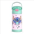 THERMOS FUNTAINER Water Bottle with Straw - 12 Ounce - Kids Stainless Steel Vacuum Insulated Water Bottle with Lid, Stitch