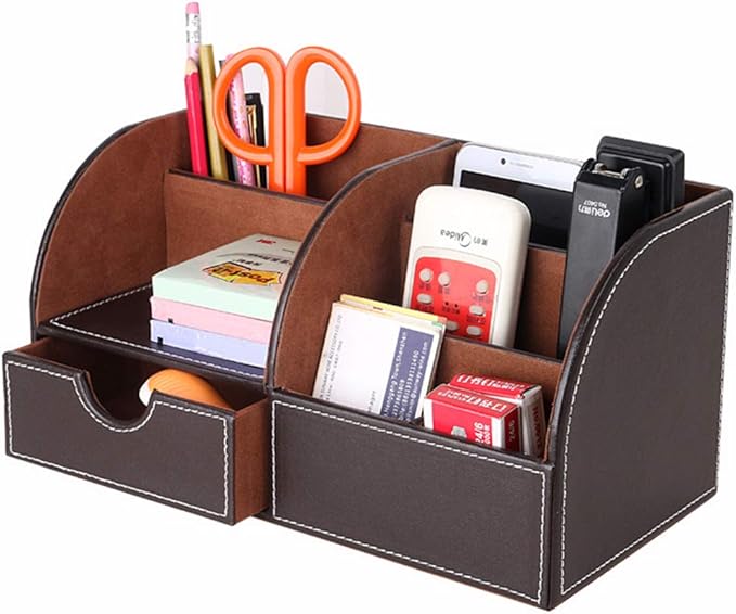 Office Desk Organizer, Pu Leather Multifunctional Storage