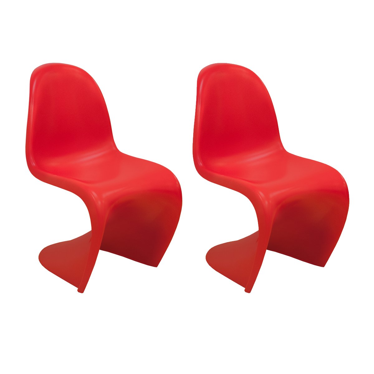 Mod Made S Shape Chair MidCentury Modern 2Pack, Red Chairs