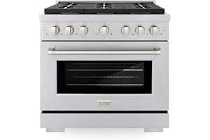 ZLINE 36 in. 5.2 cu. ft. Gas Range with Convection Gas Oven in Stainless Steel with 6 Brass Burners (SGR-BR-36)
