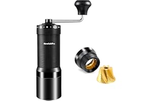 NewlukPro M7 Pro Manual Coffee Grinder,Titanium Coating Conical Burr,Hand Coffee Grinder with External 72 Grinding Scales,All-round Hand Grinder for Pour Over Drip French Press Espresso (Black)