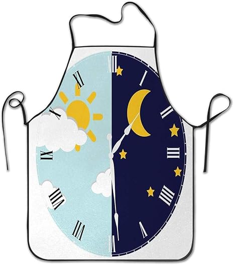 Amazon 太陽の三日月の星のエプロンのシルエットを持つ日夜のイラストユニセックス女性用男性ウェイトレスシェフホームバーバーキッチンガーデニング エプロン オンライン通販