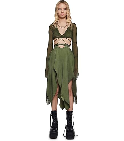 echo hooded slit maxi dress DARKER WAVS Mask Hood Slit Maxi Dress