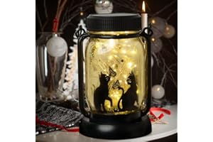 Kyoryuger Cat Solar Lanterns Cats Gifts for Women Mom Grandma Unique Cat Gifts Christmas Gifts for Cat Lovers Solar Lights Cat Memory Lantern with Stake for Yard Lawn Patio Bedroom Decoration