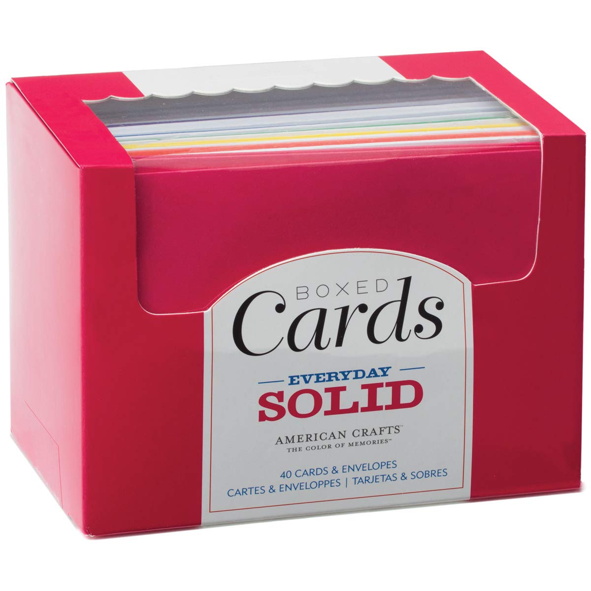 American Crafts 366247 A2 Cards & Envelopes (4.375-inch x 5.75-inch) 40/Box-Everyday Solid, Other, Multicoloured, 16.61x10x11.98 cm