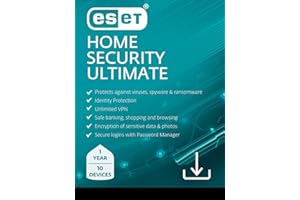 ESET Home Security Ultimate | Antivirus | VPN | Identity Protection | 2025 Edition | 10 Devices | 1 Year| Password Manager | Privacy Protection | Ransomware | Digital Download [PC/Mac/Android]