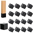 Suiwotin 12PCS Square Rubber Furniture Leg Caps 1 Inch x 1 Inch Square Chair Leg Caps Covers Black Furniture Foot Table Chair Leg End Cap, Anti-Slip Chair Leg Floor Protectors, Black