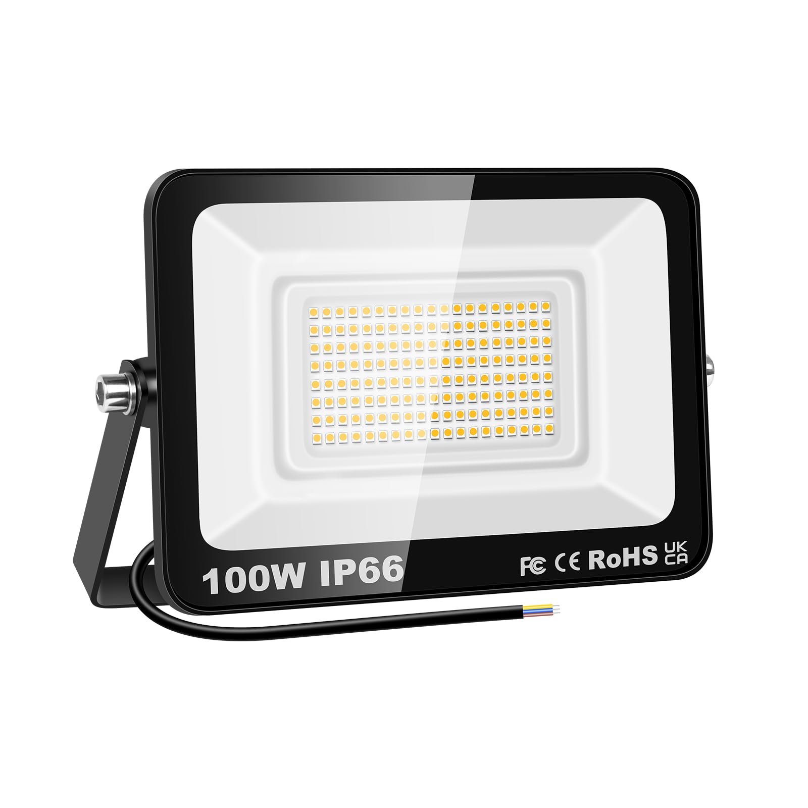 RIGIDON 100W LED Flood Light Outdoor 10000LM Super Bright Outdoor Lights 3000K Daylight Warm White IP66 Waterproof Security Lights for Garden, Garage, Yard, Sports Ground, Patio (Warm White, 100W)