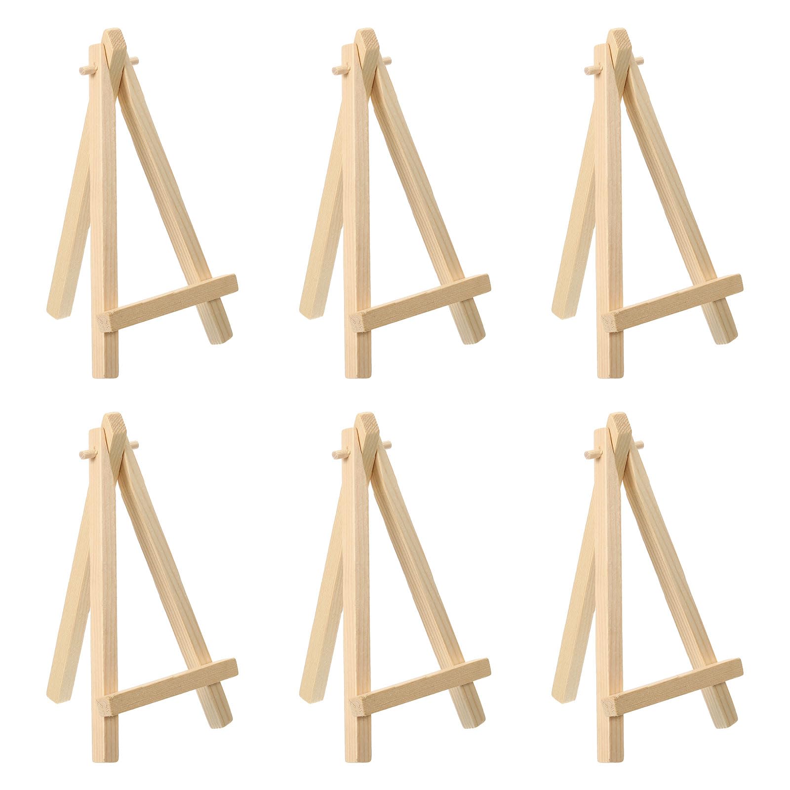 PATIKIL 5.9" Mini Wooden Easel Stand, 12 Pack Table Use Adjustable Triangle Holder for Displaying Photos, Card, Canvases, Wedding, Wood Color