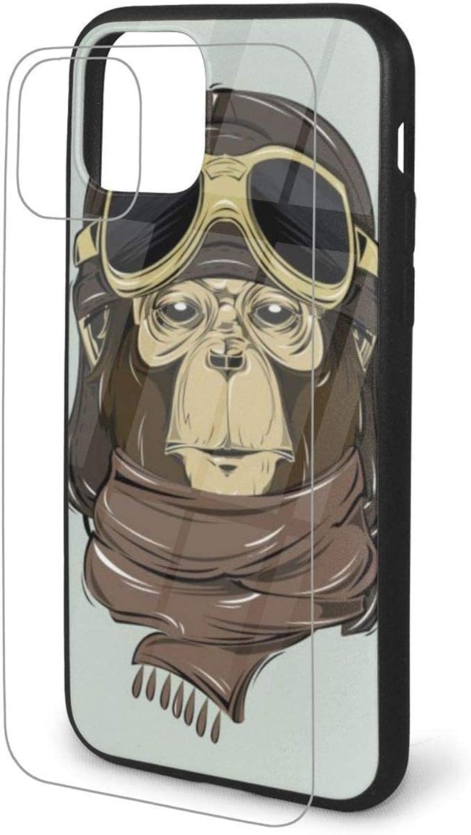 Amazon かわいい動物diyノベルティデザインケースfor Iphone 11 Pro Pro Maxソフトで柔軟なtpu保護ケース強化ガラス透明カバー パイロットグラスモンキー For Iphone11promax 家電 カメラ オンライン通販