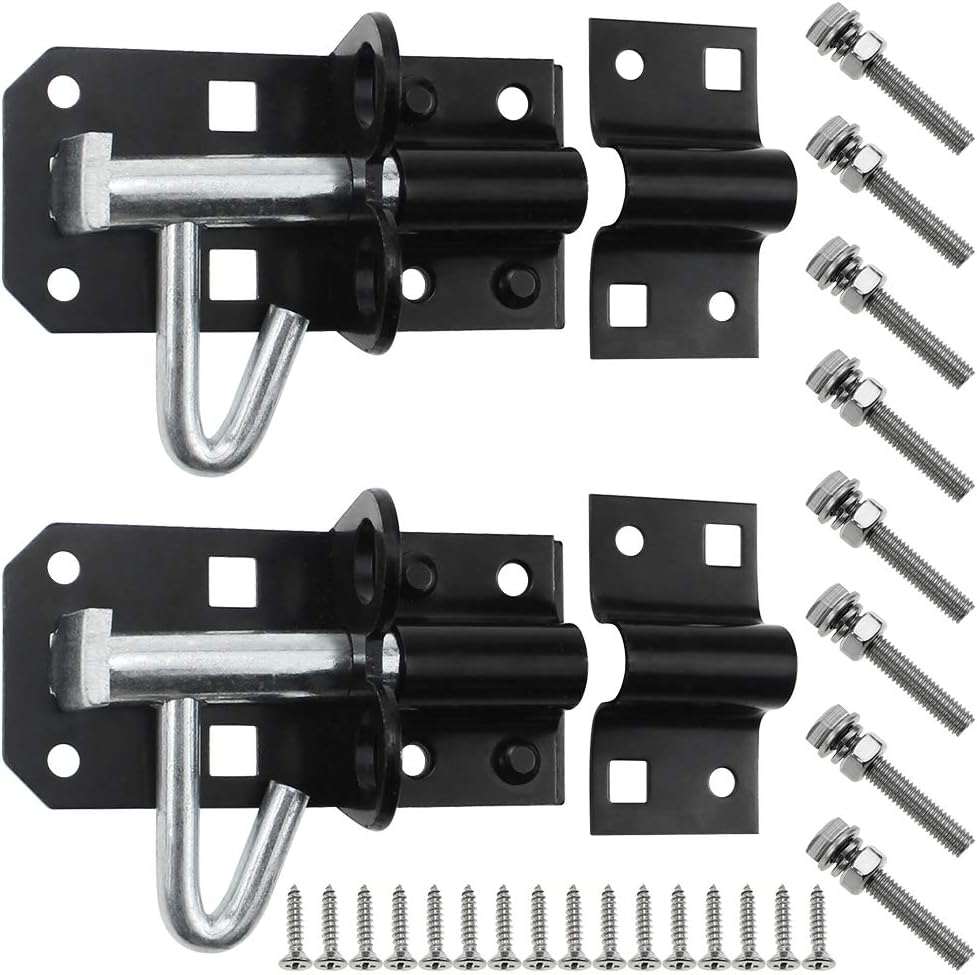 RtottiM 2 Pack Shed Door Locks Heavy Duty Black Door Bolt Barrel