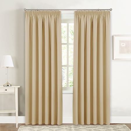 Pony Dance Double Rideaux Thermiques L 167 X H 228 Cm Jaune Beige Lot De 2 Rideaux Salon à Galon Fronceur Obscurcissent La Chambredraperies