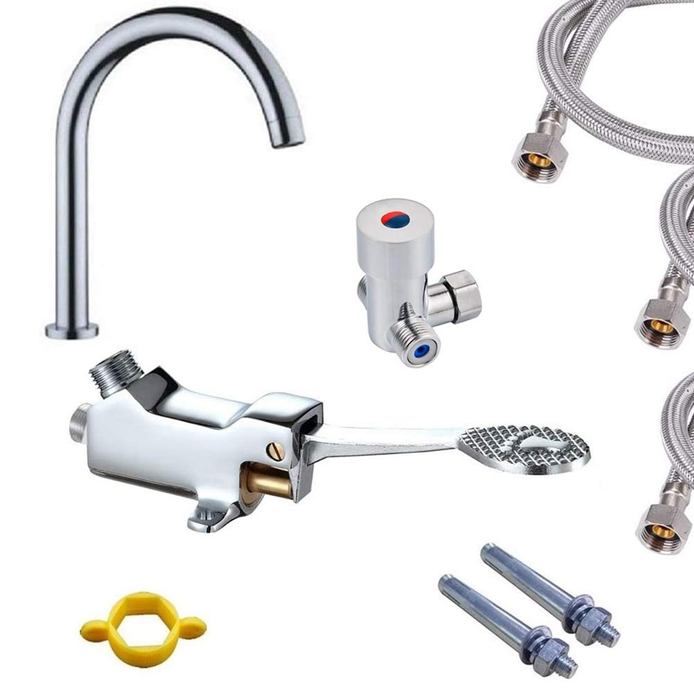 LukLoy G1/2 Hot Cold Water Foot Pedal Faucet, Touchless Faucet Mixer for Sanitary Washing Hands in Hospital Public Area