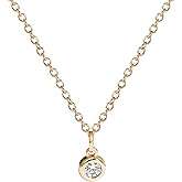 Amazon Essentials Yellow Gold Plated Brass Birthstone Solitaire Pendant Necklace, 16'' + 2'' Extender