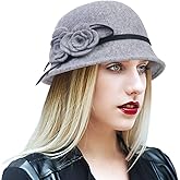 Ruphedy Women Wool Felt Bucket Hat Winter Church Dress Cloche Hats 1920s 50s