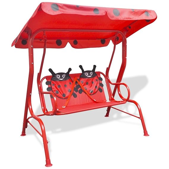 vidaXL Kinder Hollywoodschaukel Rot Kinderschaukel Gartenschaukel Gartenbank