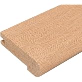 36" Long - Butt Stair Nosing Unfinished Red Oak, 3 3/8" Wide x 3/4" Thick Butt End, Stair Nose Molding, Hardwood Stair Edge Trim for Stair Treads, Flooring Transitions, Steps, and Landing Edges
