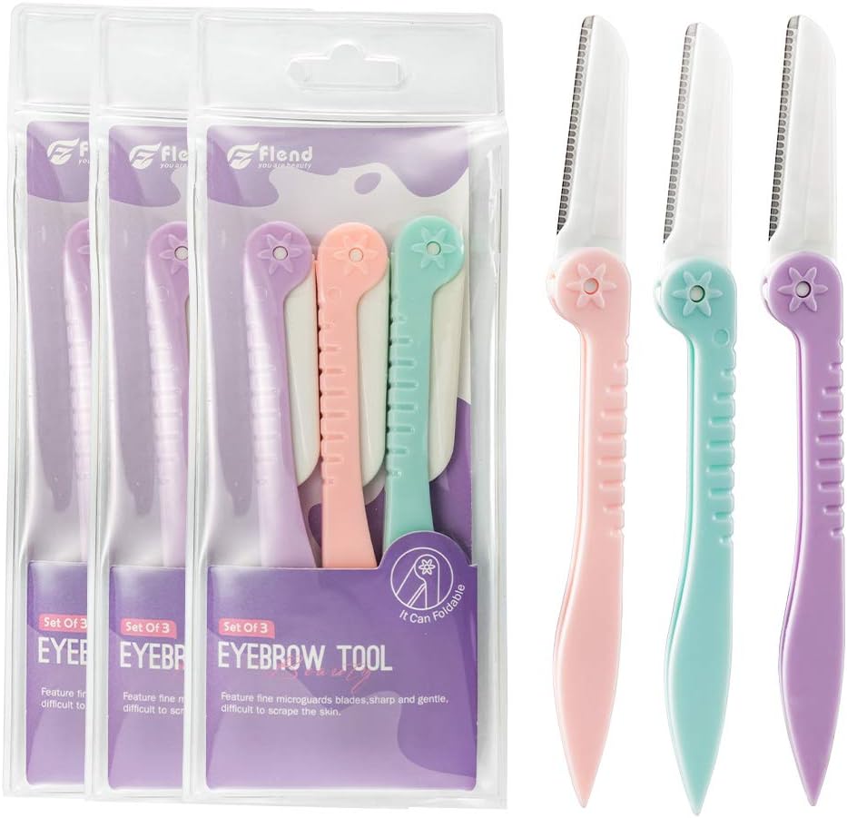 Facial Razor Eyebrow Razor Trim Perfectly Shaped Brows Eyebrow Trimmer Set Achieve Naturally Glowing Skin Dermaplaning Tool at Home - 9 PCS