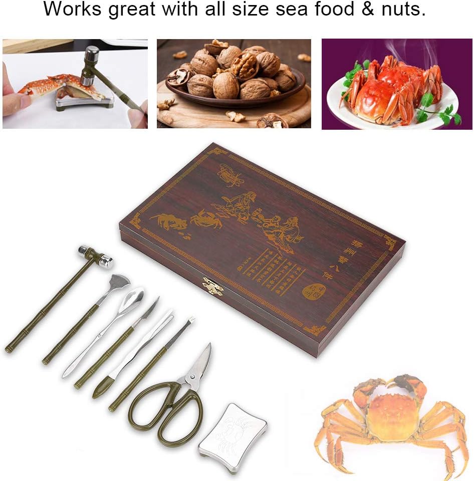 Seafood Tools Set-8PCS Professional Sea Food Tool Lobster Crab Cracker Tools Stainless Steel Seafood Claw Tool Set Gift - Image 4