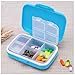 AIYONA Pill Box for Travel Vitamin Pill Organizer Sturdy Pill Case for Purse or Pocket Portable Pill Cases Food Grade Carry Case with Water-resistant 6 Compartments Bonus Pill Splitter (Baby Blue)