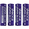 4 Pack- Shockli AA Size LiFePo4 650mAh Battery, AA 3.2V Solar Rechargeable Batteries - Ideal for Solar Garden Light