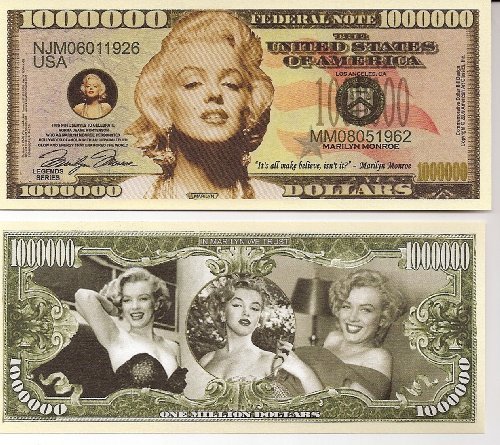 Marilyn Monroe Million Dollar Novelty Bill Play Money