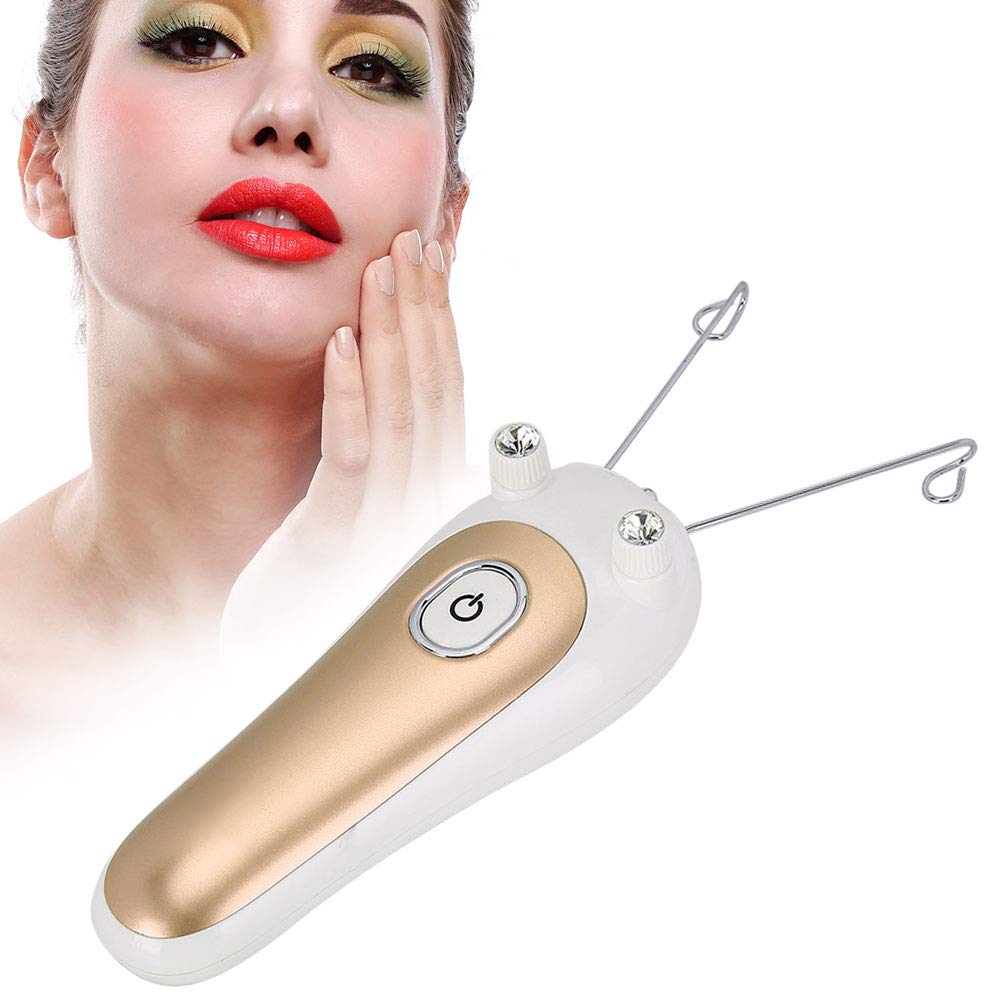 Thread Facial Hair Removal Remover Electric Women's Beauty Epilator Facial Threading Hair Removal Shaver for Facial Lip Chin Cheeks and Whole Body(gold)
