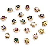 KitBeads 10pcs Squire Cubic Zirconia Link Charms Real Gold Plated Connectors Micro Pave Double Loop Charms for Jewelry Making