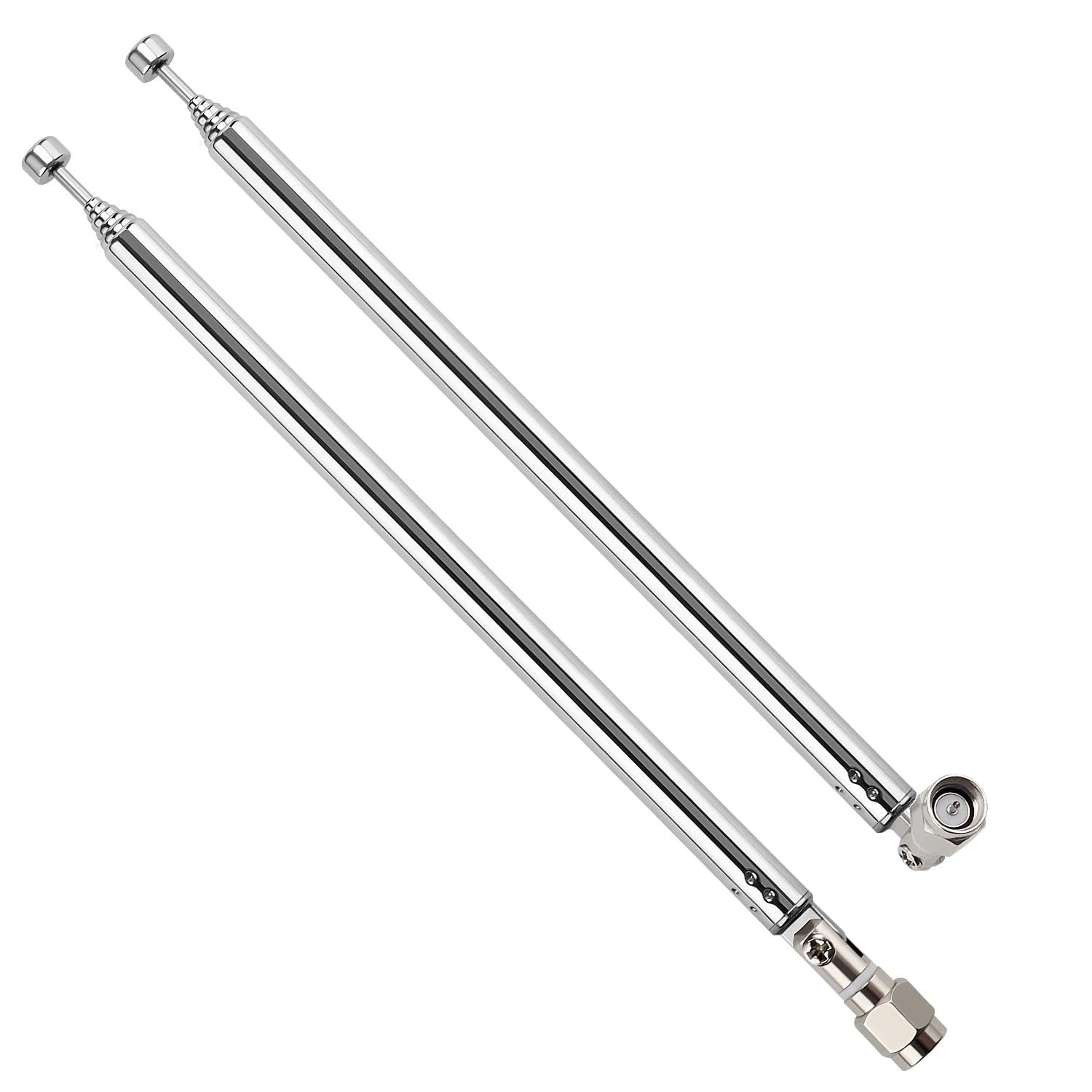 VooGenzek 2 PCS 75cm 7 Section Replacement Telescopic Aerial Antenna, DAB FM Antenna Replacement, Portable Radio Antenna, with SMA Male Connector, for DAB AM/FM Stereo Reception