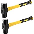 MANCHAP 2 PCS 16 Inch 4 Lbs Sledge Hammer, Mini Club Hammer with with Fiberglass Handle, 4 Pound Drilling Crack Hammer for Demolition and Construction,black yellow