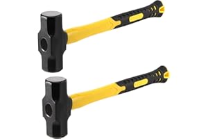 MANCHAP 2 PCS 16 Inch 4 Lbs Sledge Hammer, Mini Club Hammer with with Fiberglass Handle, 4 Pound Drilling Crack Hammer for Demolition and Construction,black yellow