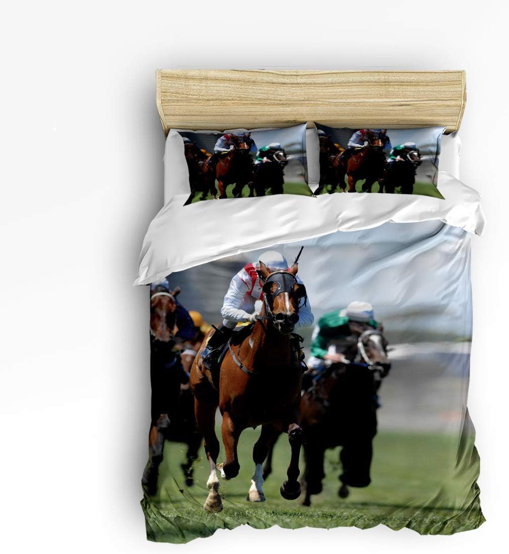 Modern 3 Piece Bedding Set Comforter Cover Equestrian