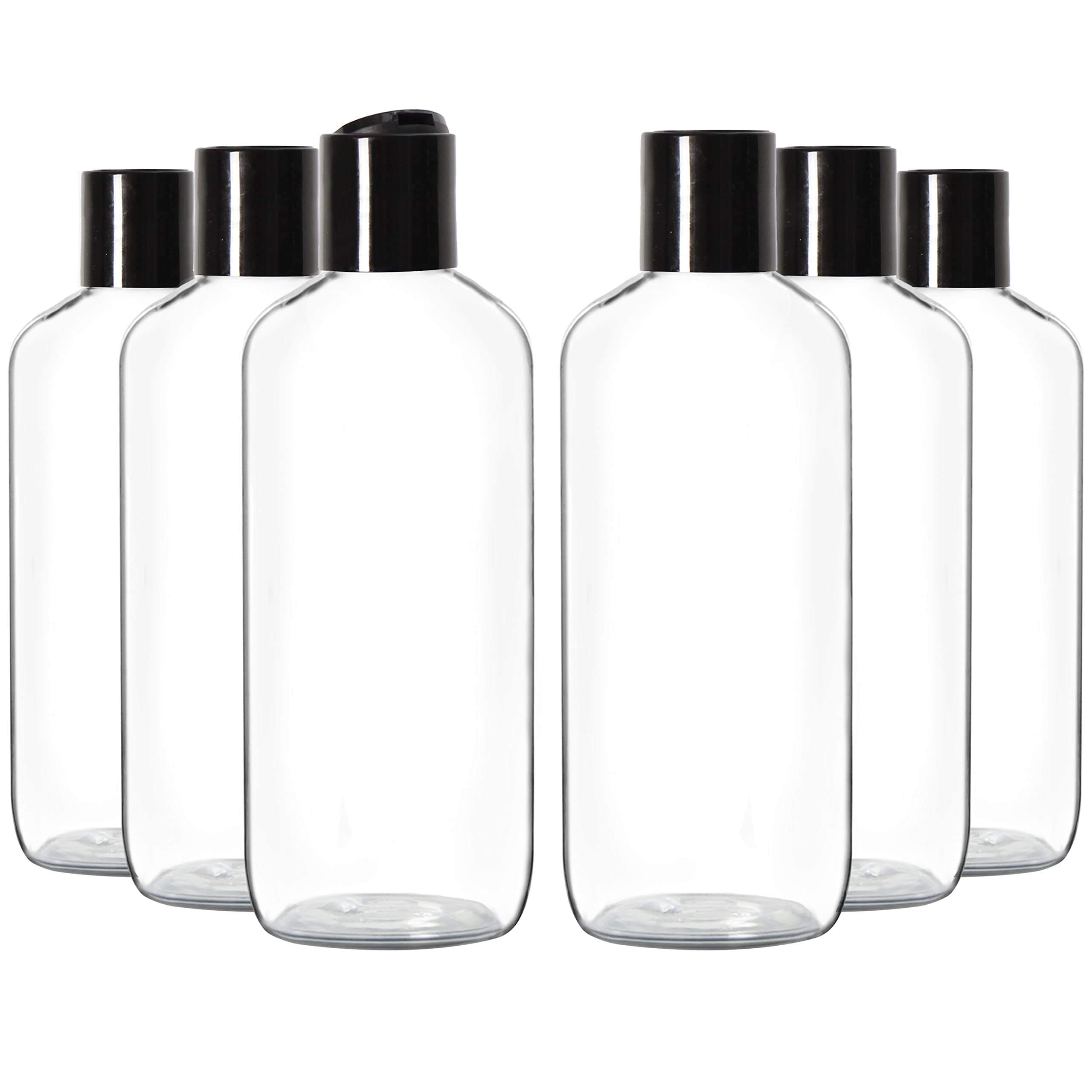 Youngever 6 Pack 500ML Empty Squeeze Containers with Black Disc Cap, Plastic Bottles with Disc Top Flip Cap, Refillable Cosmetic Bottles, Squeeze Containers