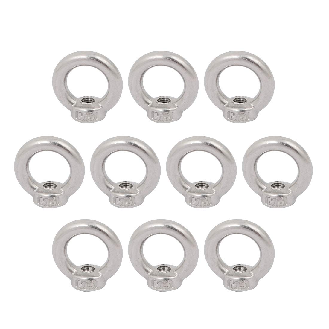 Sourcingmap Lifting Eye Nut M5 Female Thread 304 Stainless Steel Round Shape for Rope Fitting Pack of 10