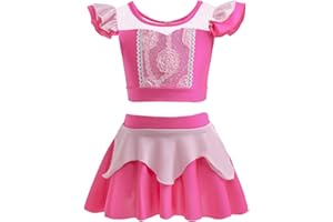 REXREII Girls Princess Swimsuits Two-Piece Tankini Set Beach Surf Birthday Swimming Party Bathing Suits Fancy Swimwear