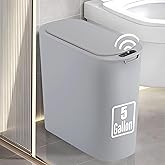 TIPGO 5 Gallon Motion Senor Bathroom Trash Can with Lid, Automatic Garbage Can Touchless, Smart Plastic Waste Basket for Narrow Spaces, Bathroom, Office, Bedroom, Living Room (Gray)