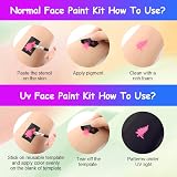 URAQT Face Paint Kit 15 Color + 15 Neon Fluorescent UV Paints 2 Brushes 80 view 5