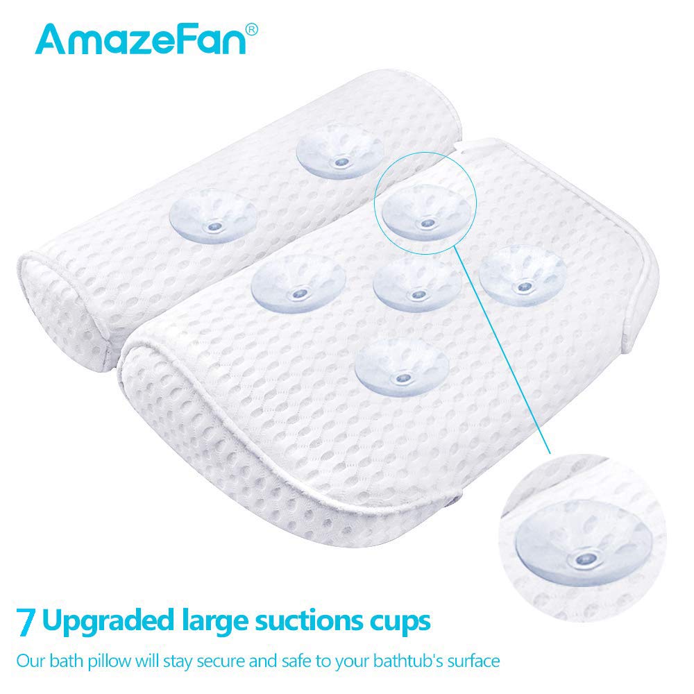 AmazeFan Bath Pillow, Bathtub Spa Pillow with 4D Air Mesh Technology and 7 Suction Cups, Helps Support Head, Back, Shoulder and Neck, Fits All Bathtub, Hot Tub, Jacuzzi and Home Spa : Beauty
