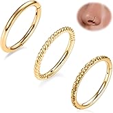 FUNLMO 3Pcs Nose Rings 316L Surgical Steel Septum Rings Tragus Helix Conch Rook Daith Piercing Jewelry Cartilage Earring Lip Rings for Women Men