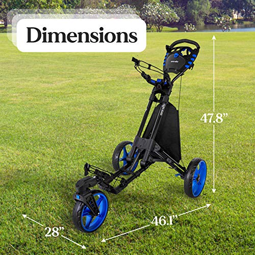 SereneLife 3 Wheel Golf Push Cart Lightweight Folding Walking Push