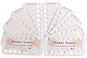 Maker Susan 10 Pack Embroidery Thread Organizer Cards, Embroidery Floss Organizer Holder 16 Positions Cross Stitch Per Bobbin for Thread, Embroidery Floss Bobbin Cardboard, Thread Keeper, DIY Storage