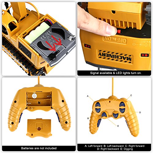 Remote Control Excavator Toy for Boys and Girls Excavator Toy for Toddlers Toy for Gifts Birthday Gift for Boys Toy Excavator with Flashing Lights (Upgrade Version)