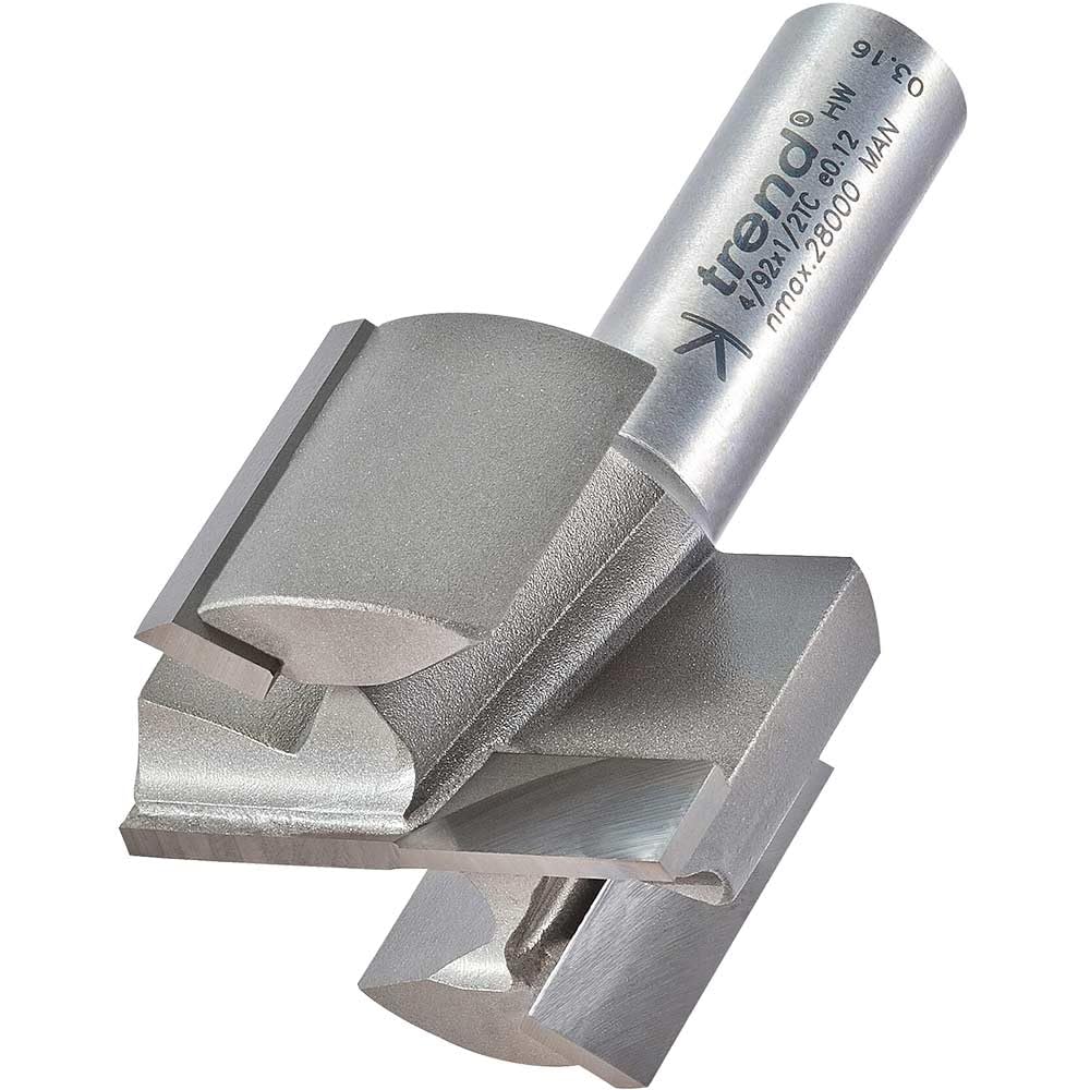 Trend Professional Two Flute Router Cutter, 1/2 Inch Shank, 40mm Cut Diameter & 25mm Cut Length, Tungsten Carbide Tipped, 4/92X1/2TC