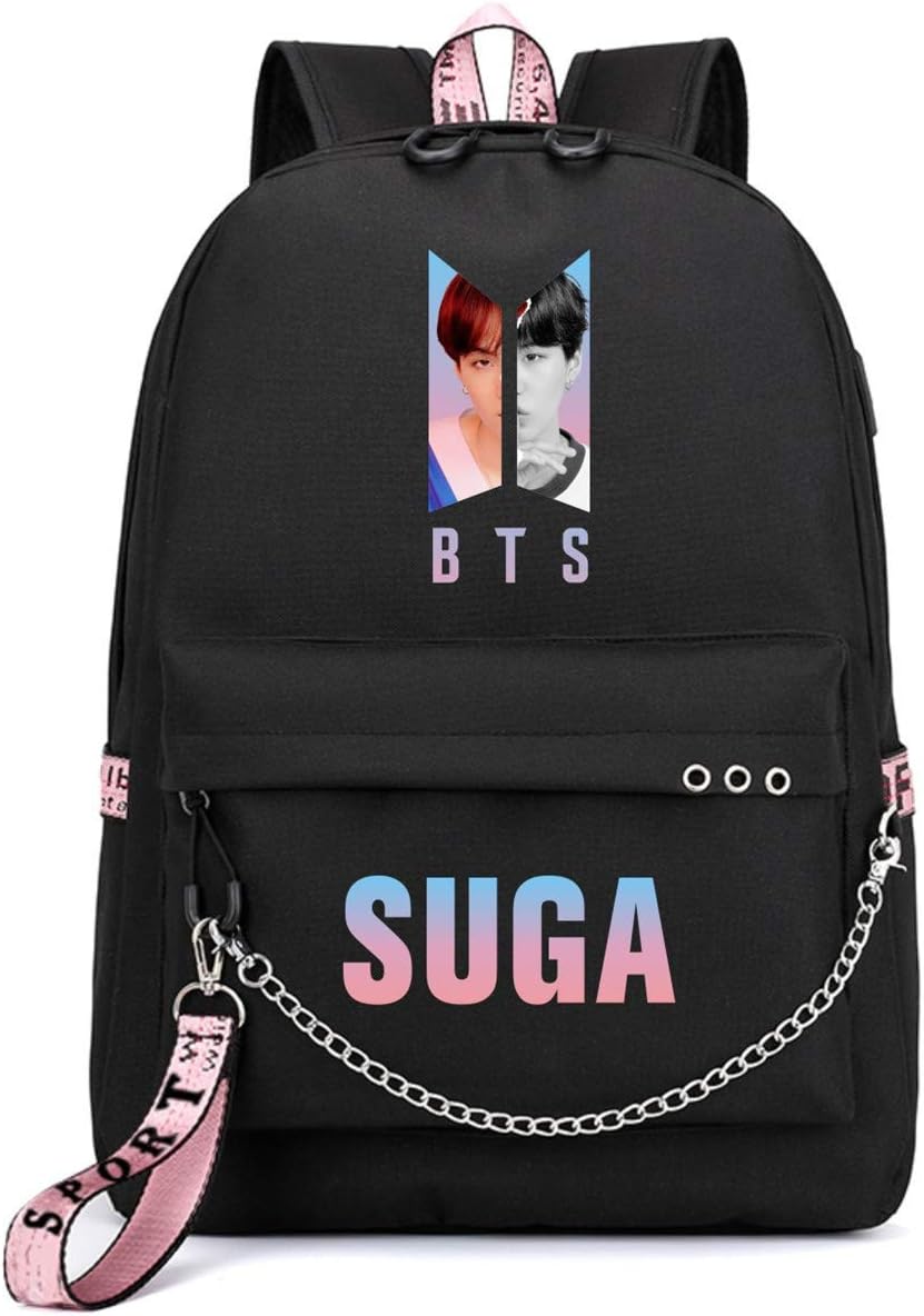 Unisex Korea-Pop Street Fashion Answer Multifunction USB Charging Backpack Laptop College Bag Travel School Backpacks Korea-Pop Nice Gift for Men Women Teen Black