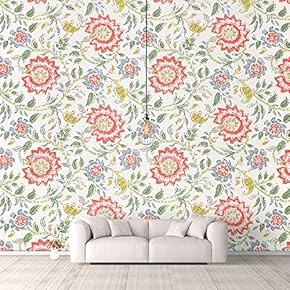 Wall Murals for Bedroom Traditional Flower Pattern Removable Wallpaper Peel and Stick Wall Stickers - 66x96 inches