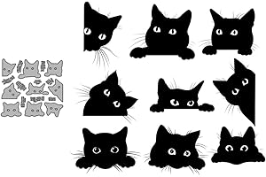 Lot de 9 matrices de découpe en métal en forme de chat mignon pour scrapbooking, loisirs créatifs, gaufrage