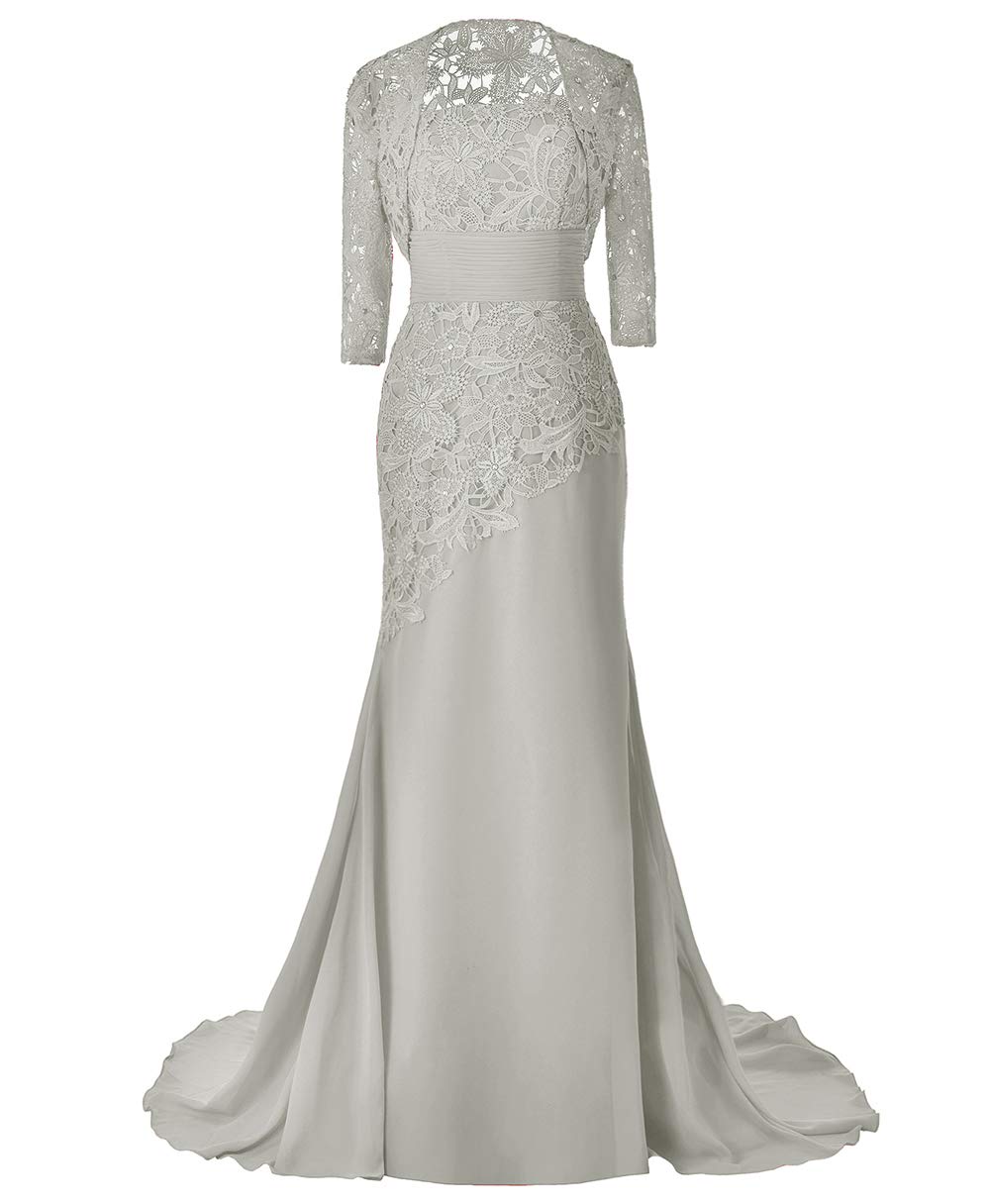 Fitty Lell Women's Chiffon Long Mother of The Bride Dresses with Jacket