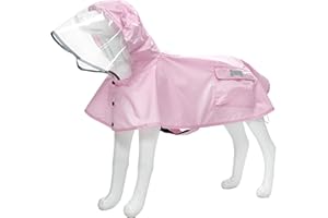 Waterproof Dog Raincoat, Adjustable Reflective Lightweight Pet Rain Clothes with Poncho Hood (Light Pink, X-Small)