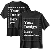 Custom T Shirts for Men Women Made in USA Bulk Customized Shirt Text/Photo Front Back Print Personalized Cotton T-Shirts